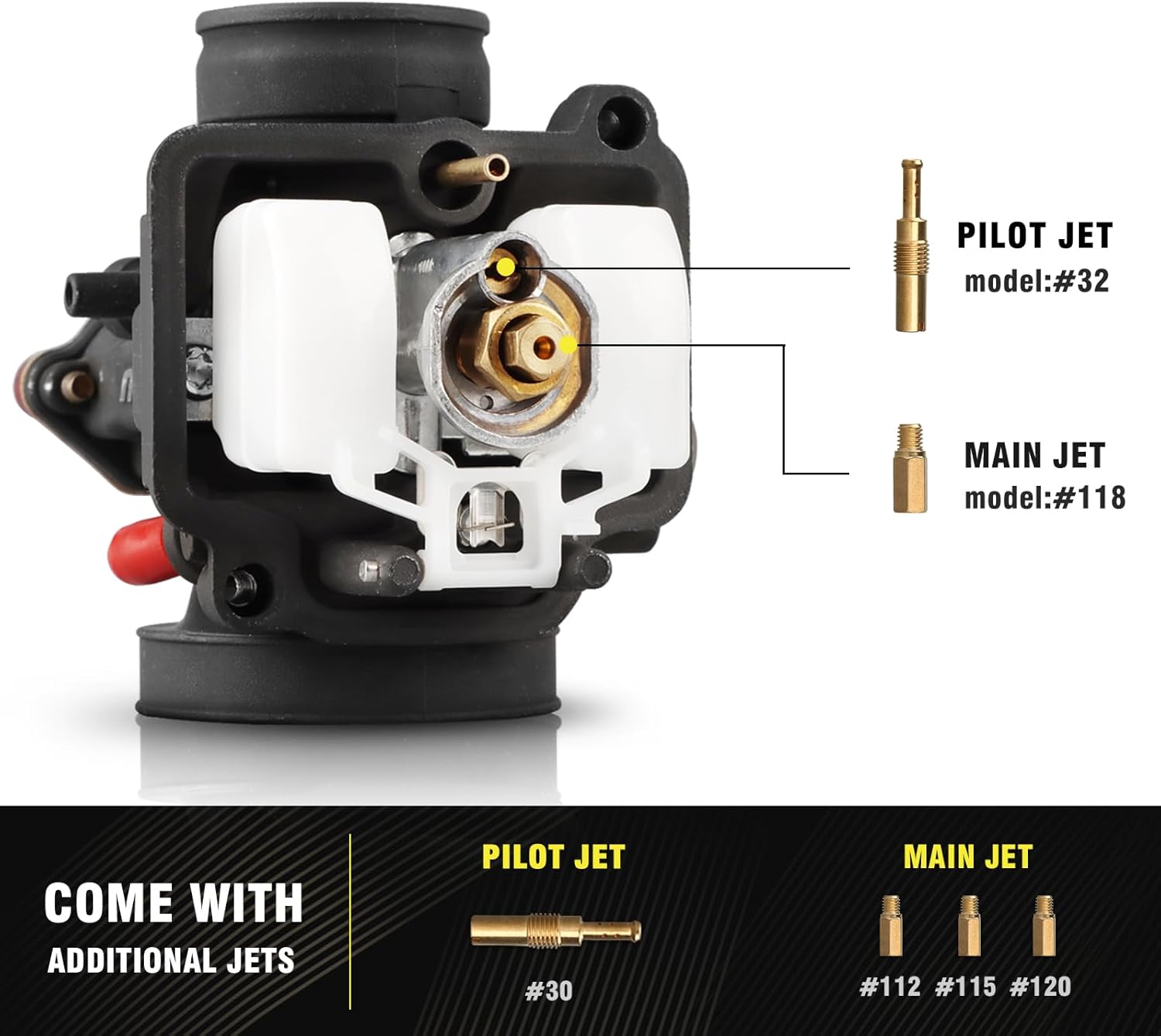 NIBBI Carburetor PWK28 fit Motorcycle Engine with 28mm Carb Jets for DirtBike MiniBike Pit Bike GY6 ATV