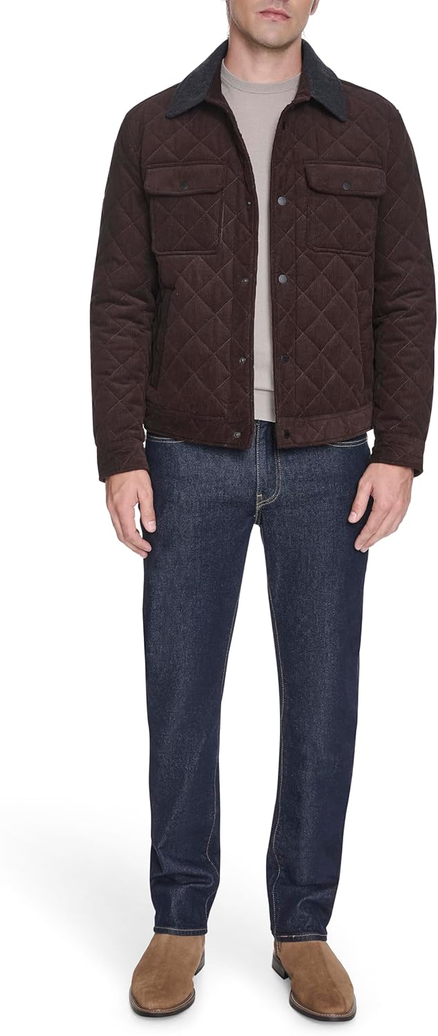 Cole Haan Men's Diamond Quilt Corduroy Barn Jacket