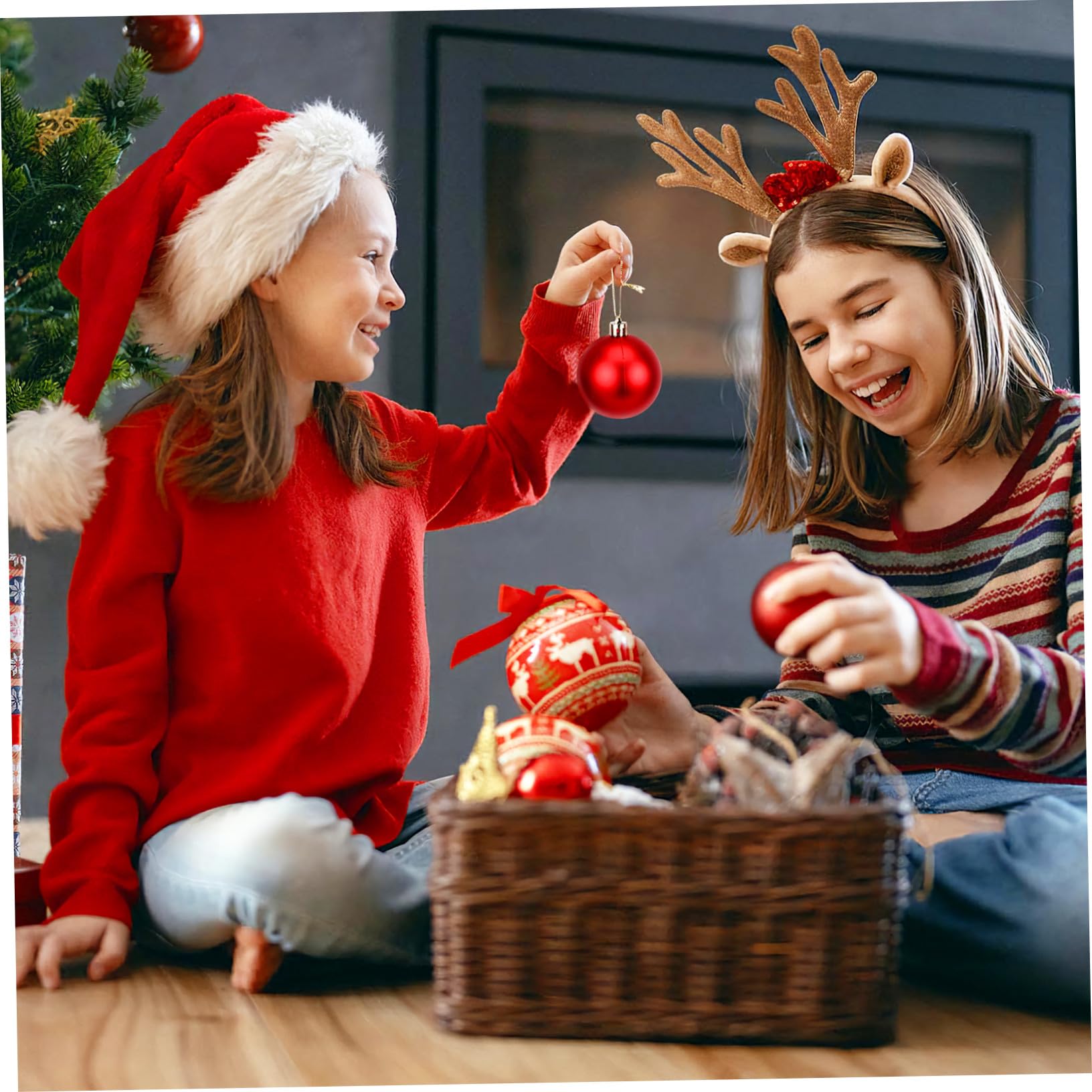 Alipis Weihnachtskugeln Christbaum Anhänger zum Aufhängen Kunststoff Rote 6cm mit Glänzendem Dekor für Festliche zu Hause und Restaurant