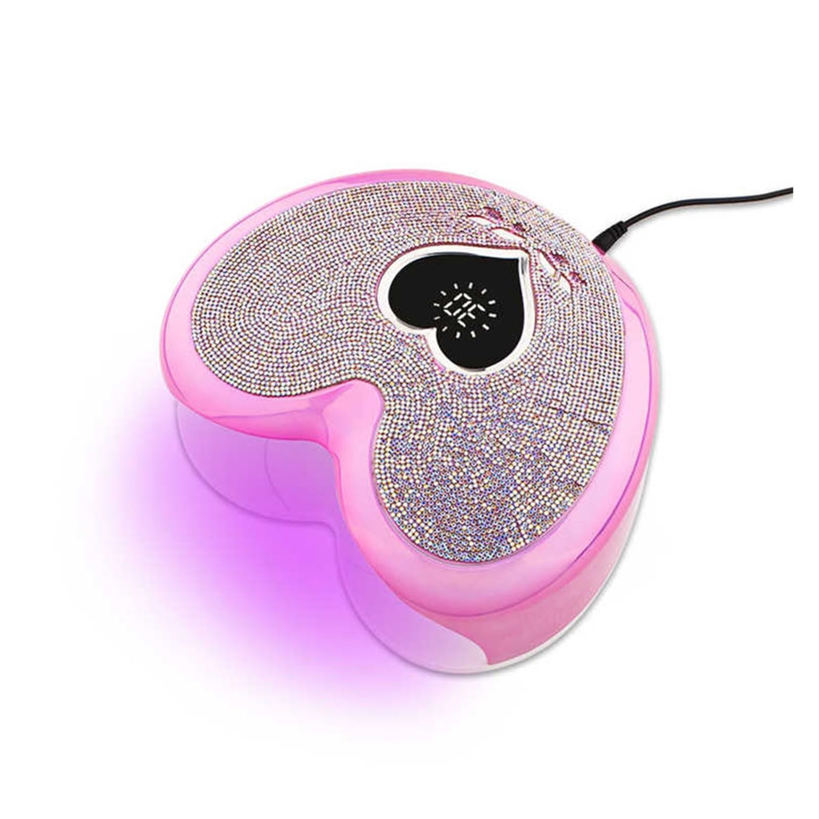 Lampa UV do paznokci, Lampa LED UV do paznokci 96 W UV-LED Profesjonalny kształt serca utwardzająca lakier żelowy Różowe światło słoneczne Suszarka Maszyna manicure Z kryształem górskim(Pink)