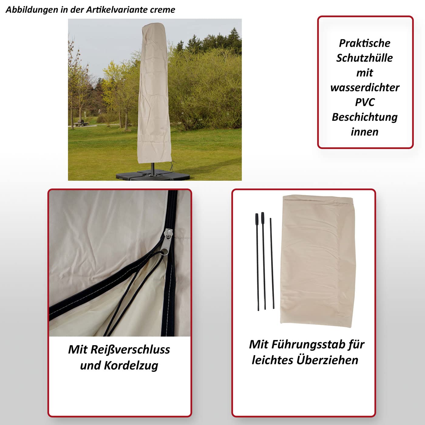 Copriombrellone copertura ombrellone ad arco protettiva HWC poliestere con cerniera 3x3m - marrone