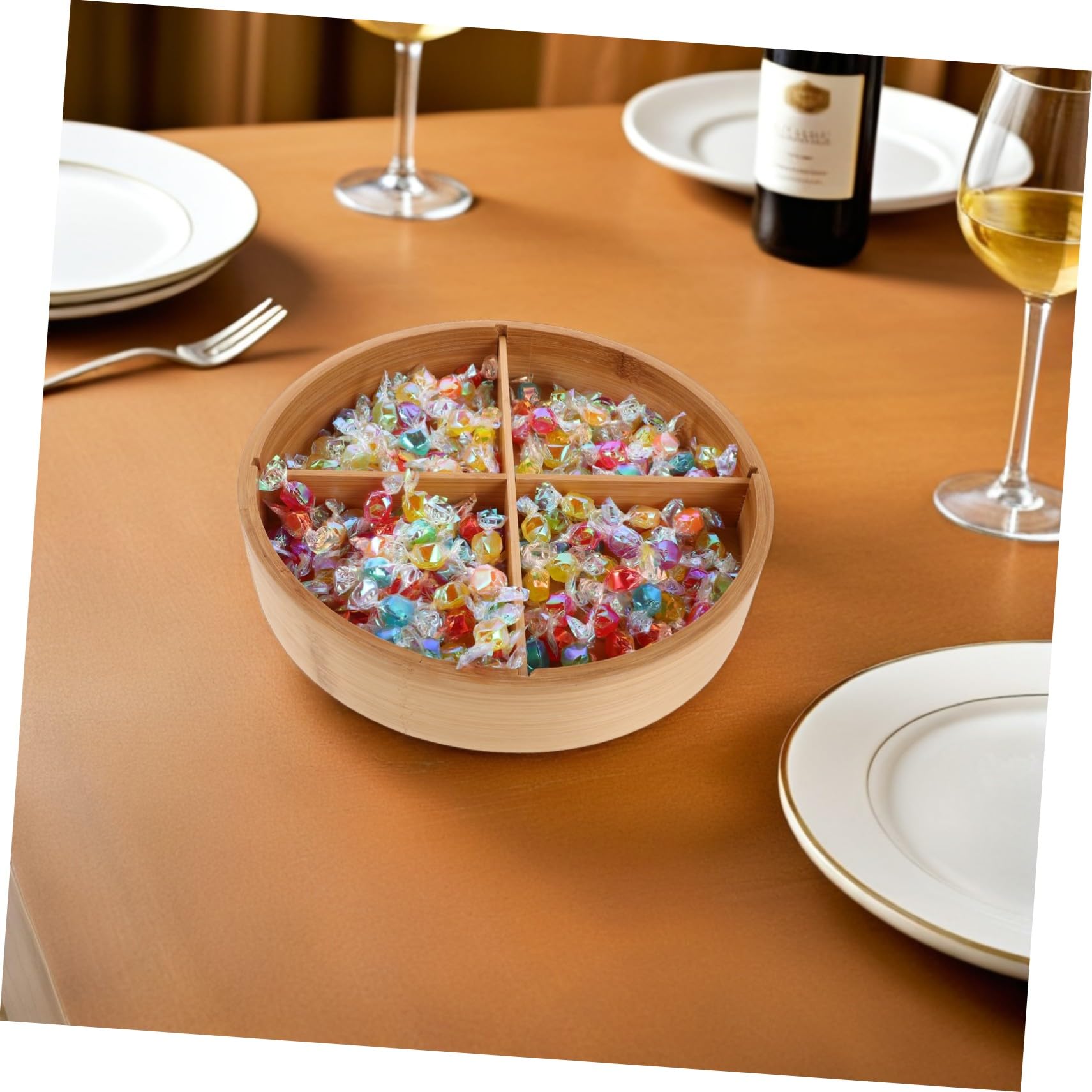 Cabilock Plateau à Fruits Secs Compartimenté avec Couvercle Boîte de Rangement pour Bonbons et Noix Organisateur de Cuisine et Salon