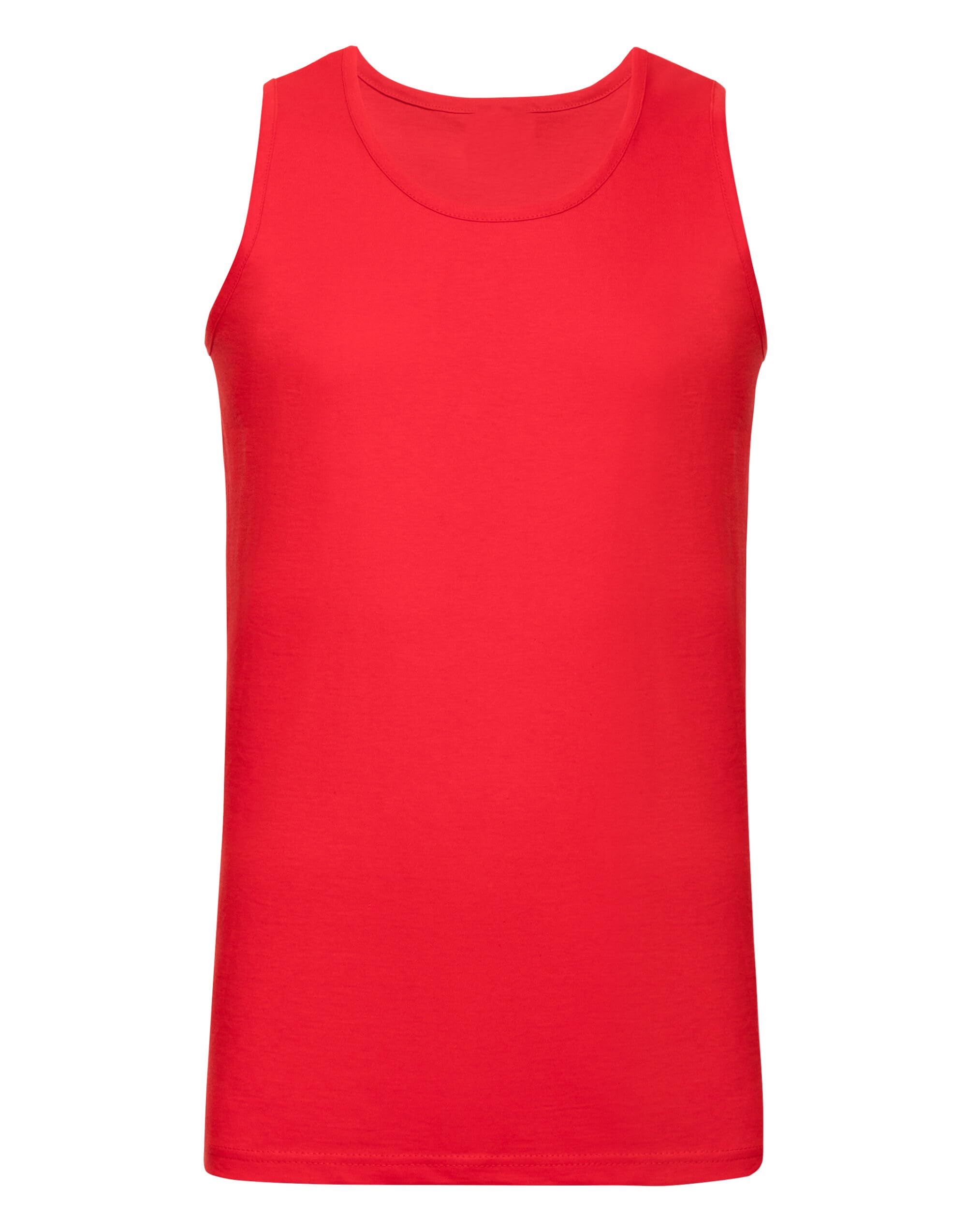 COOZO Men's Classic Crew Neck Valueweight Athletic Sleeveless Vest - Red - L