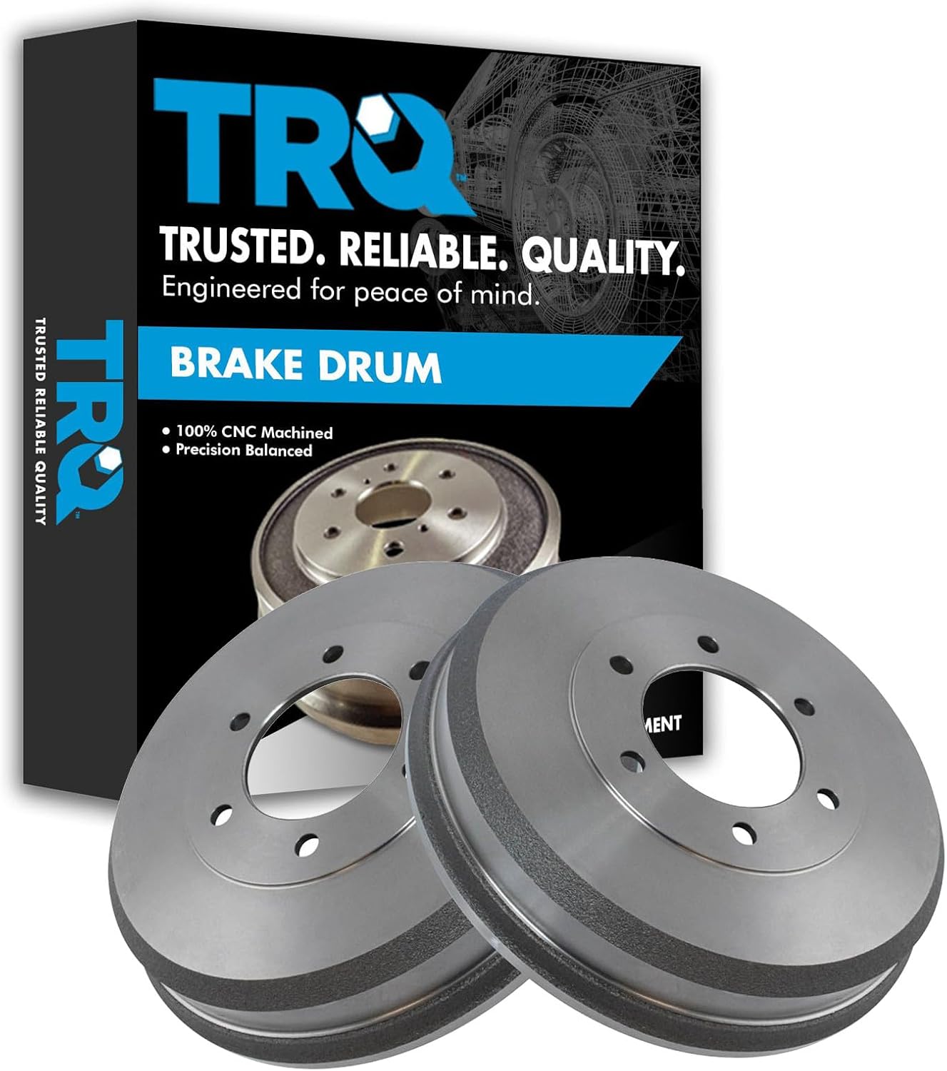 TRQ Rear Brake Drum Pair Set for 2004-2012 GMC Canyon / 2004-2012 Chevy Colorado / 2006 Isuzu i-280/2007-2008 i-290/2006 i-350/2007-20085 i-370