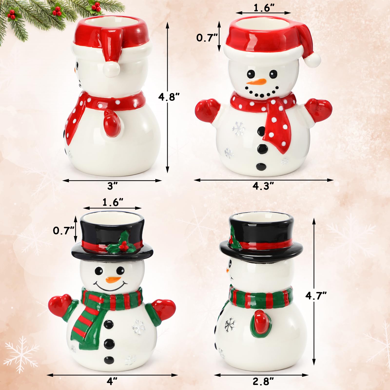 Weihnachts-Kerzenhalter Aus Keramik – Schneemann & Baum Motive, Festliche Tischdekoration Für Zuhause