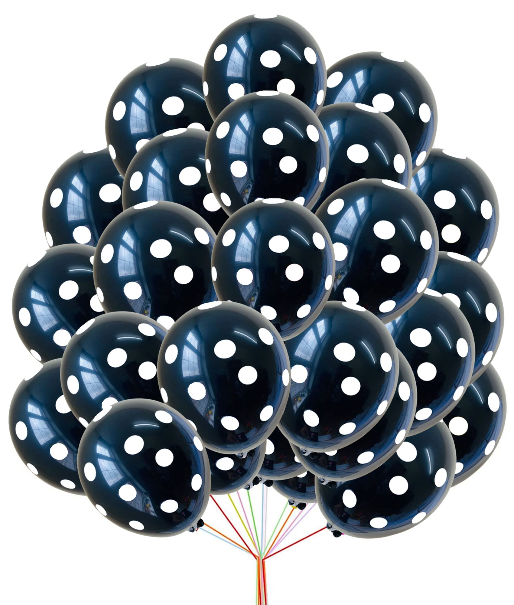 Polka Dot Birthday Balloons 12 inch Party Balloons Bright Colorful Spotty Balloons Kids Birthday Balloons Baby Shower Decoration Candyland Party Black Polkadot Patterned Balloon Pack of 30