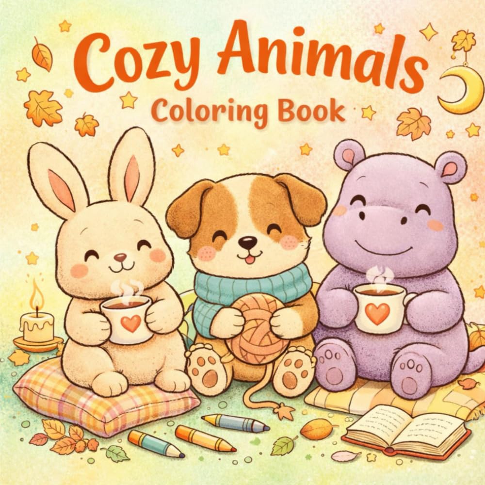 Cozy Animals Coloring Book: Adorable Animals for Relaxation and Stress Relief (Cozy Animals - Coloring Book Series)