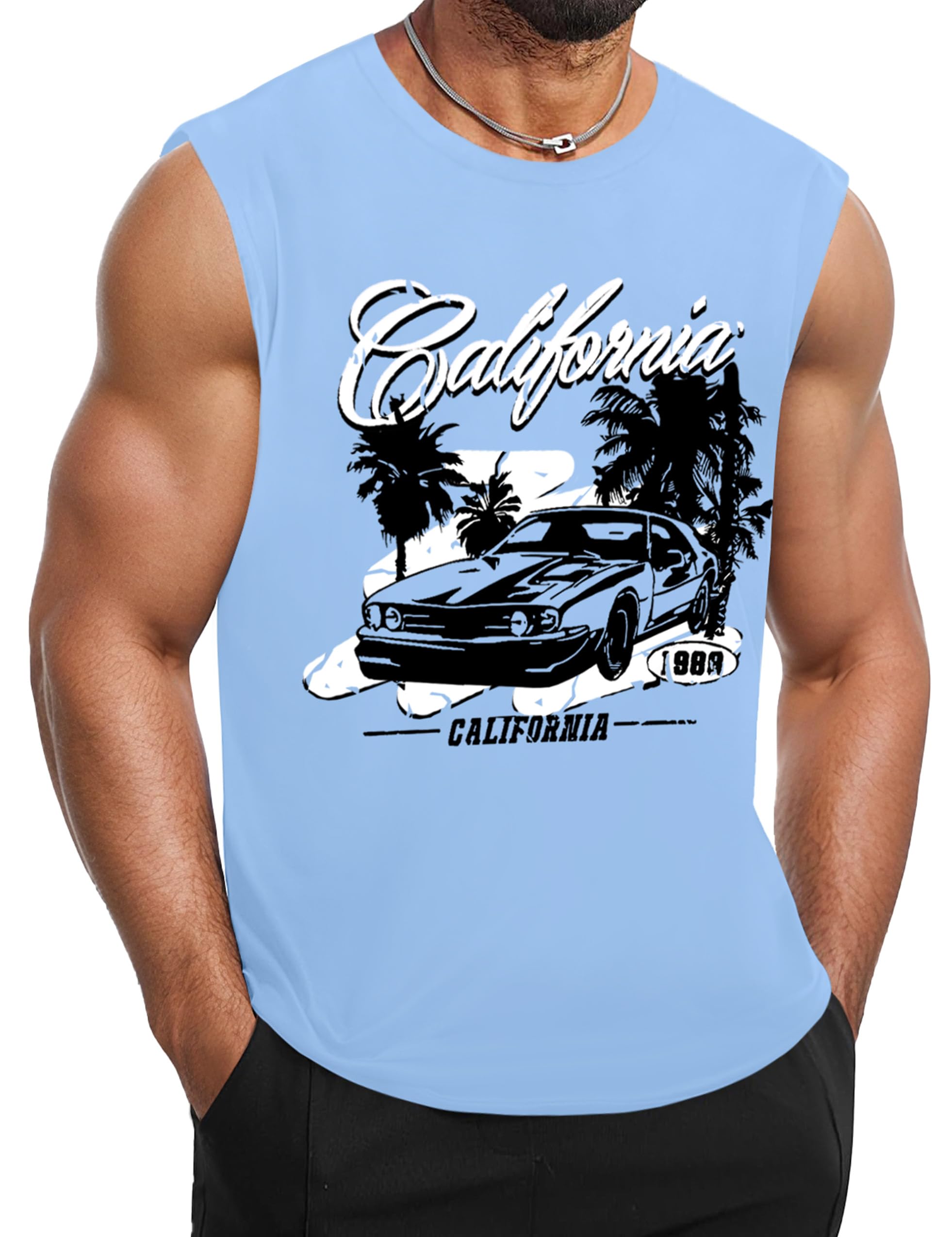 Boiltcat Mens Tank Top Summer Sleeveless Shirts Graphic Palm Tree Tank Shirts for Men Beach Vacation Muscle Gym Tank Tops