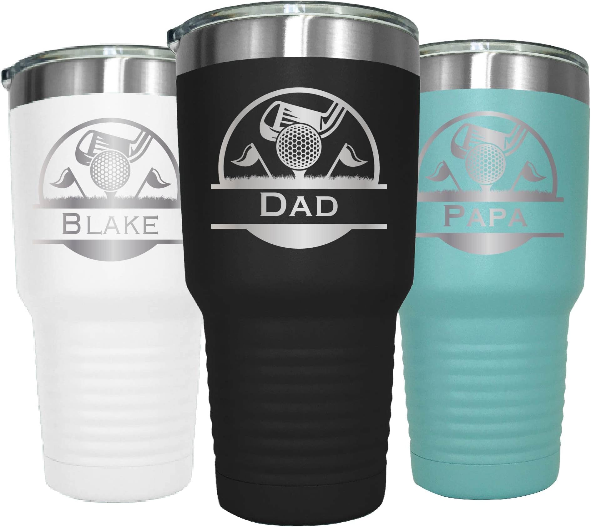 AVITO Personalized 30 oz Stainless Steel Tumbler with Lid - Laser Engraved - Vacuum Insulated - Golfing Gift for Men - Father's Day