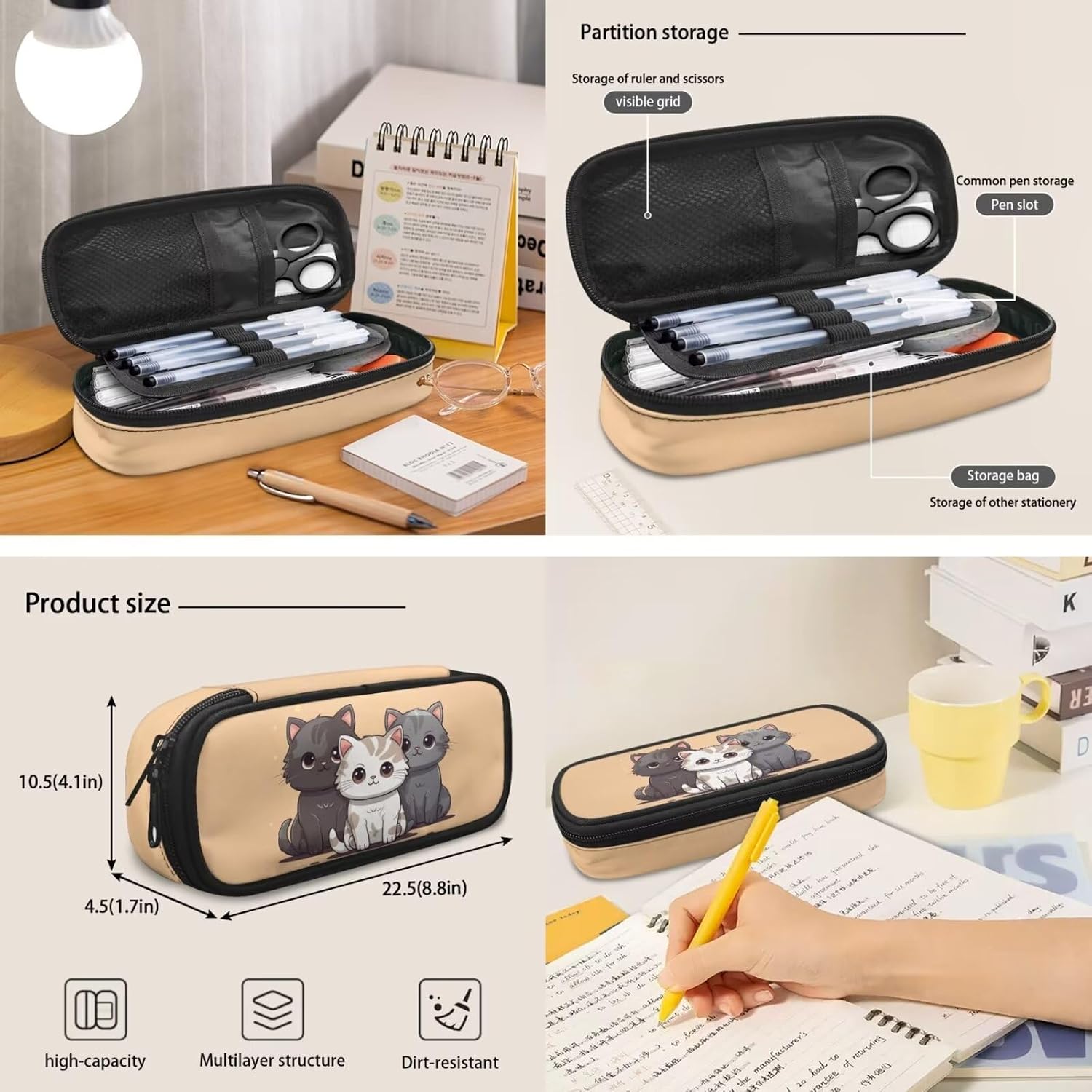 Cat Backpack for High School Girls Cute Bookbag with Lunch Box,Kids School Bags Coin Purse Lunchbag Pencil Case Water Bottle Holder,Women Travel Back Pack