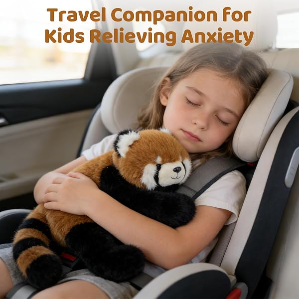 asterbud Gewichtstiere Panda Kuscheltier 1.5kg Gewichtskuscheltier Für Kinder & Erwachsene Kawaii Plüschtiere Weiches Kuschelkissen Perfekter Begleiter Für Komfort Und Freude (Roter 45cm/17.7in) - 5