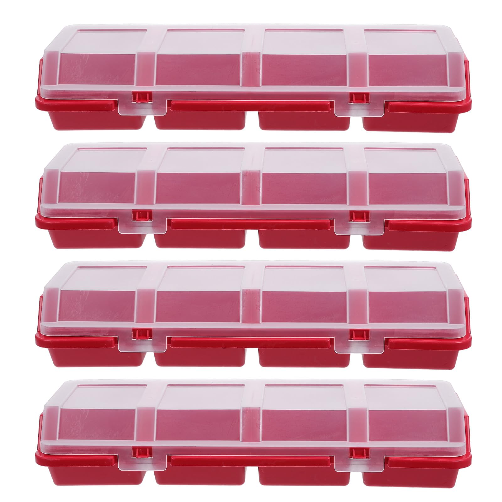 Set di 4 organizer per piccoli componenti - Valigetta portatile per riporre ferramenta con 4 divisori, coperchio trasparente e cassetta degli attrezzi per viti, bulloni, chiodi, elementi di