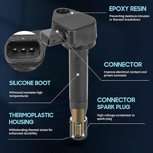Miniatura 10 de Hurotoms Paquete de 6 bobinas de encendido con 6 bujías de iridio compatibles con Honda Accord Odyssey Acura CL TL 3.0L 3.2L 3.5L, reemplazo OEM #