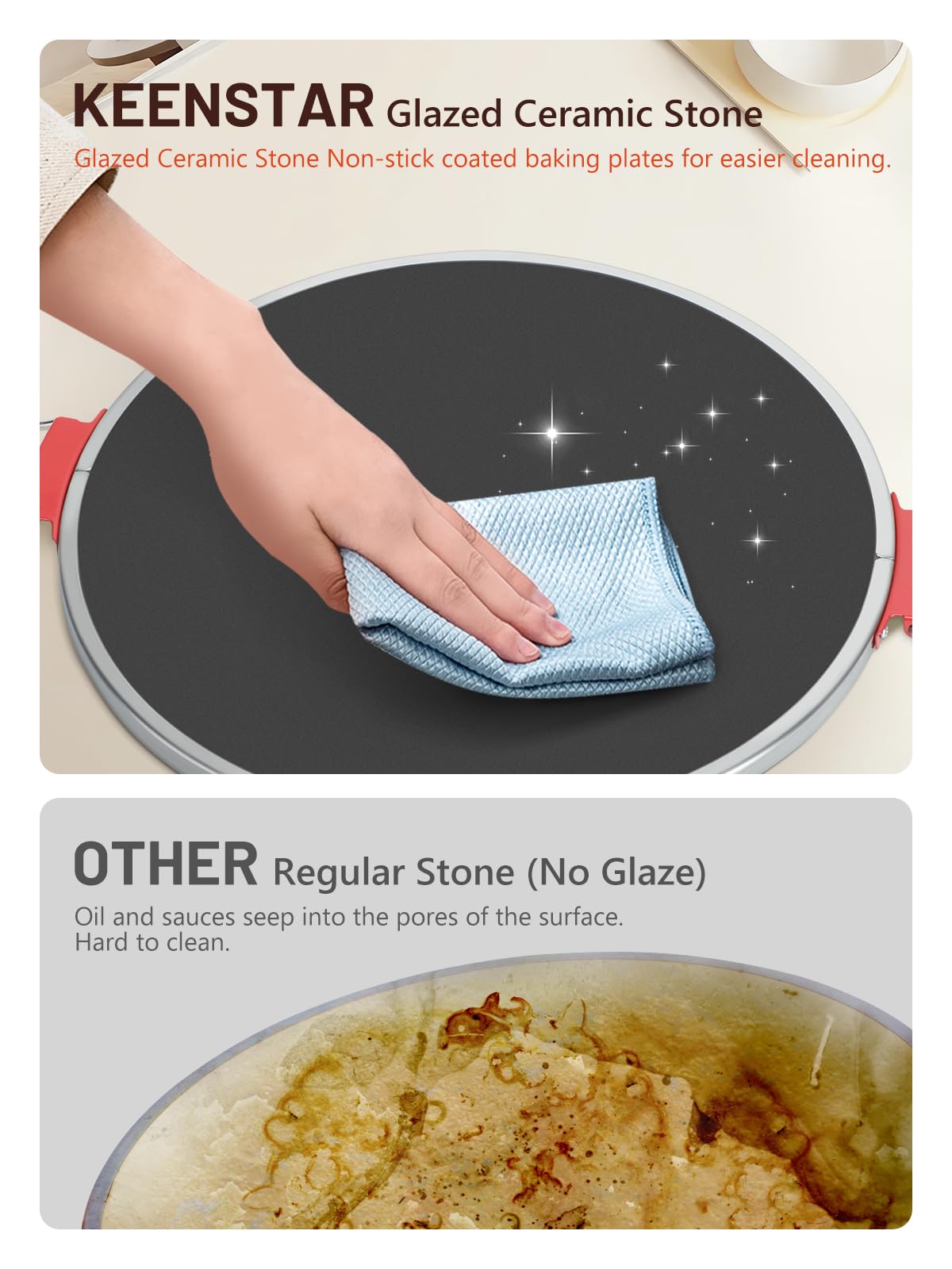 KEENSTAR Electric Pizza Oven Indoor with Glazed Ceramic Stone, 12-Inch Portable Countertop Pizza Maker with Adjustable Timer, 1200W Heat up to 800°F Pizza Maker with Viewing Window for Home DIY Pizza - Additional View