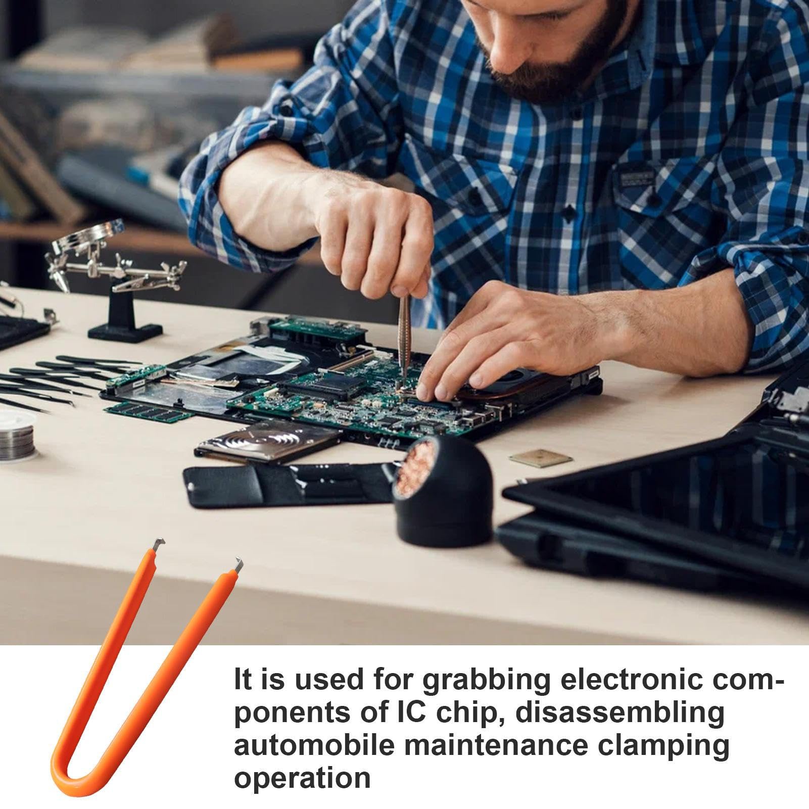 Estrattore IC isolato - Pinza a clip antistatica a forma di U, estrattore di chip IC multiuso, strumento di rimozione di componenti di circuito, strumento sicuro ESD per chip ICS integrati
