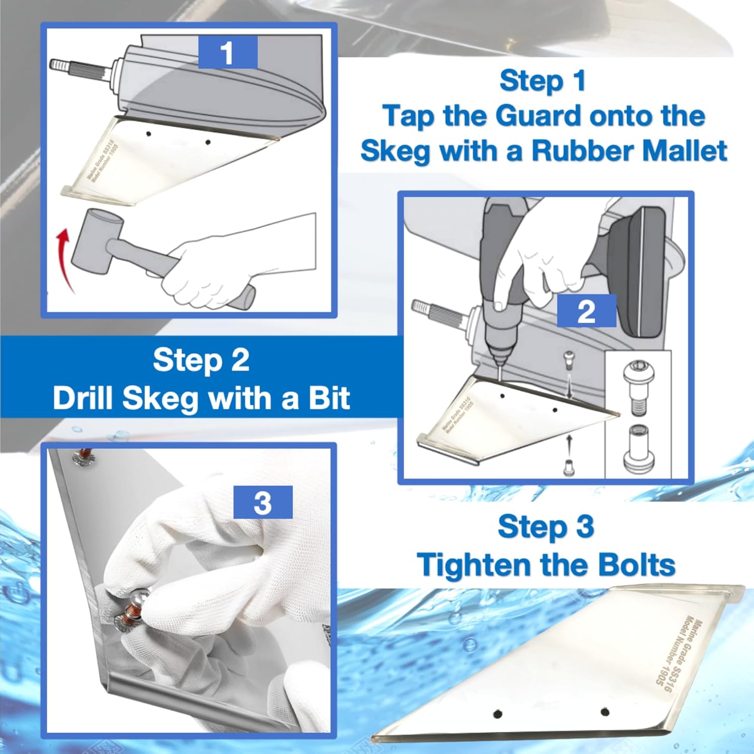 1907 Skeg Protector Guard for MerCruiser Stern Drive Alpha 1 1985-1990 Stainless Steel Wear Tab 27021