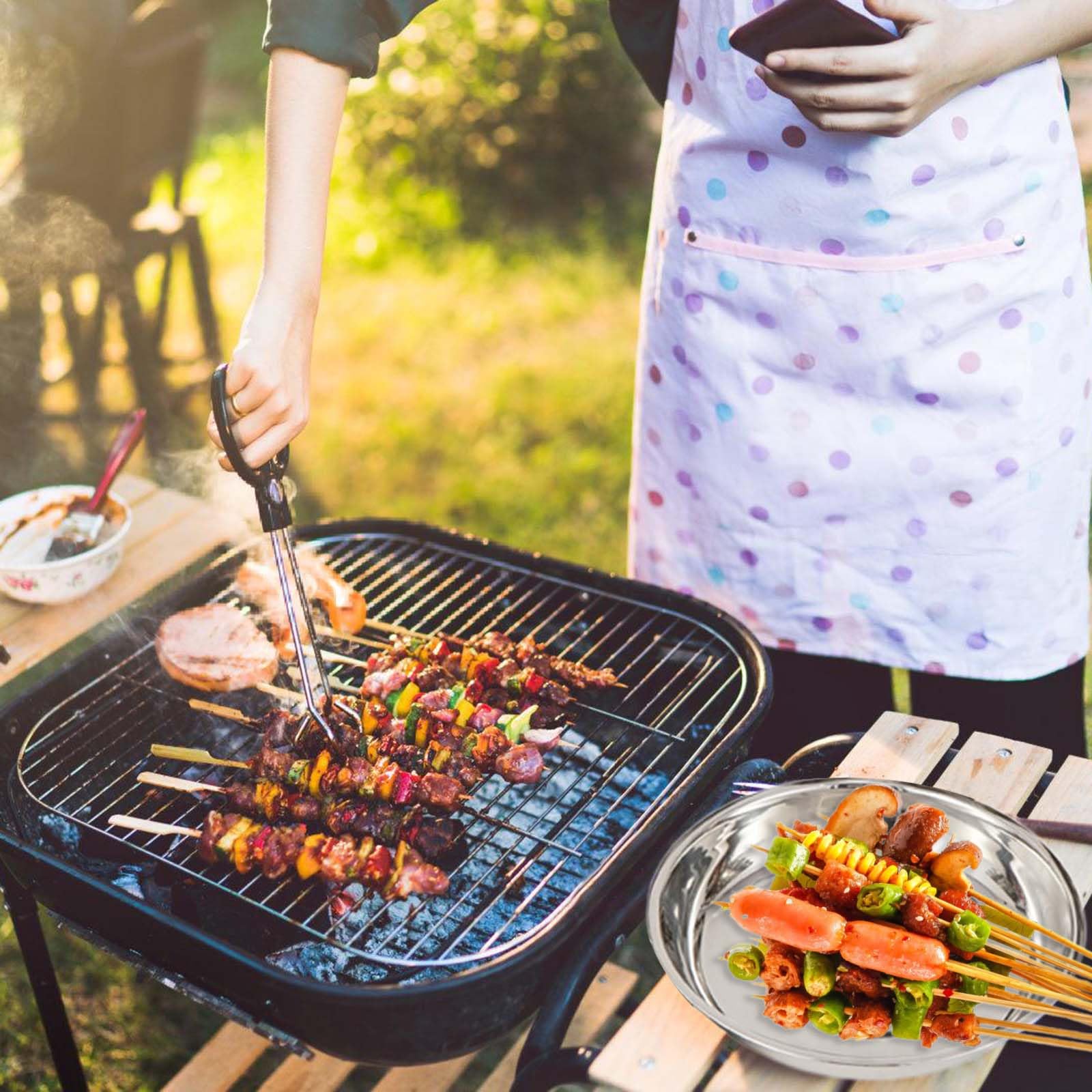 17-teiliges Edelstahl-Küchengeschirr-Set, spülmaschinenfest, tragbare Teller für Essen im Freien und Reisen, Camping-Teller