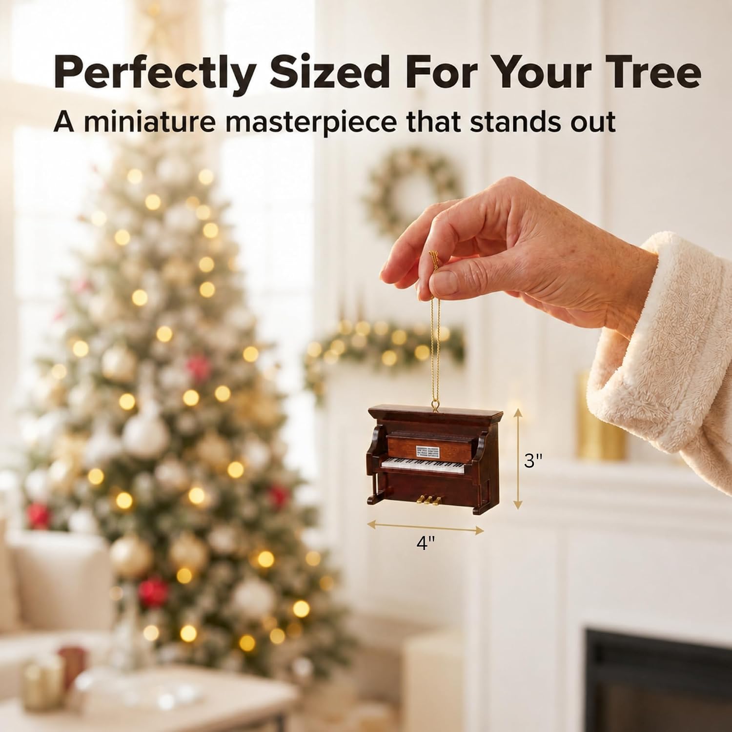 Broadway Gifts Brown 3" Upright Piano Tree Christmas Ornament image 3