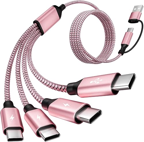 Travel & Car USB C Charger Cord, USB C Splitter 4 in 2 Multi Charging Cable