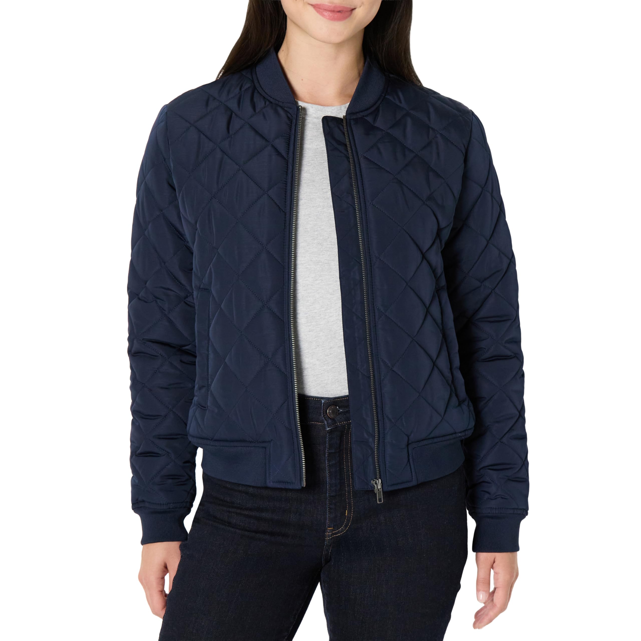 Photo 1 of **Cut***Amazon Essentials Women's Regular-Fit Quilted Bomber Jacket, Navy, Medium