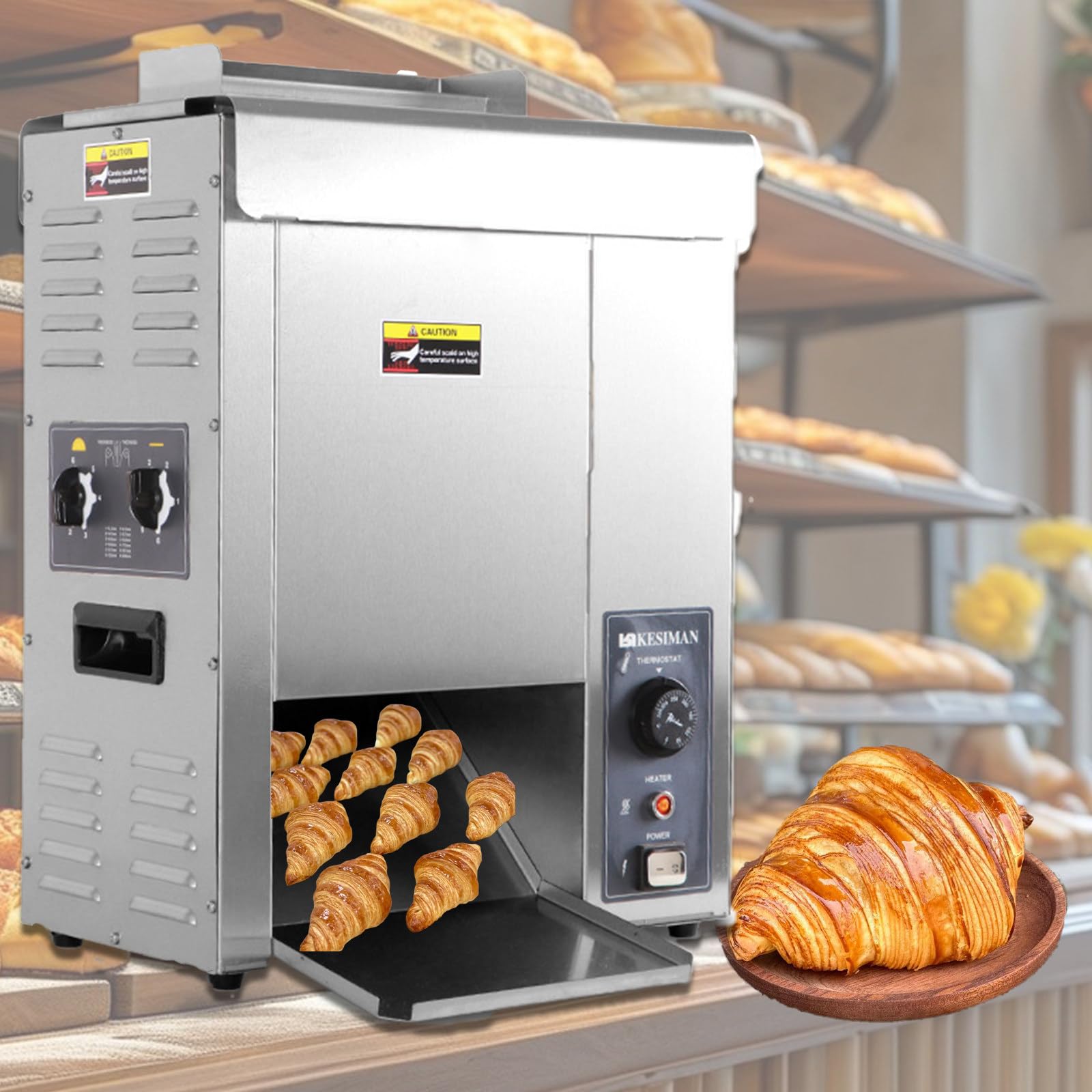 Toster taśmowy komercyjny z regulacją temperatury 50-300°C, 2000 W, automatyczny toster do bułek hamburgerowych, pionowy toster do bułek burgerowych i kanapek