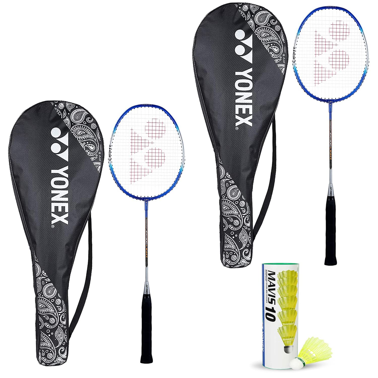 Yonex Best Beginner's Badminton Combo (lekka rakieta z mieszanki aluminium ZR 100 z pełną pokrywą, zestaw 2 szt. + Mavis 10 lotka, 6 sztuk)