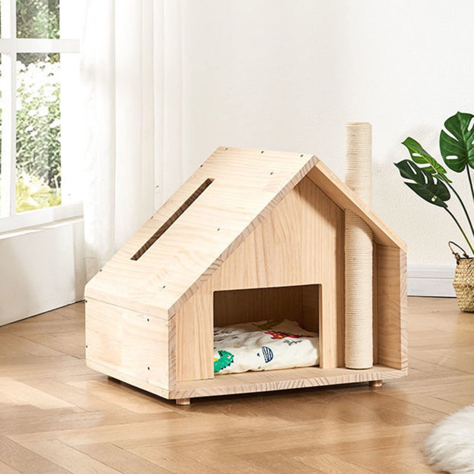 Amazon | 犬小屋 小型犬/中型犬 組み立て 設計 54*50*50 猫小屋 木製 