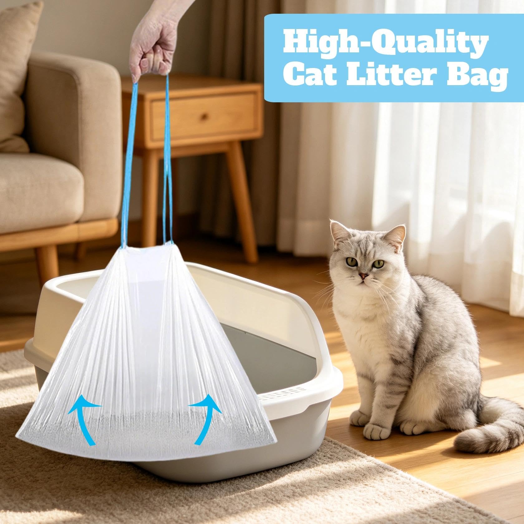 Katzentoiletteneinlagen, 80 Stück, 63,5 x 40,6 cm, M, mit Kordelzug