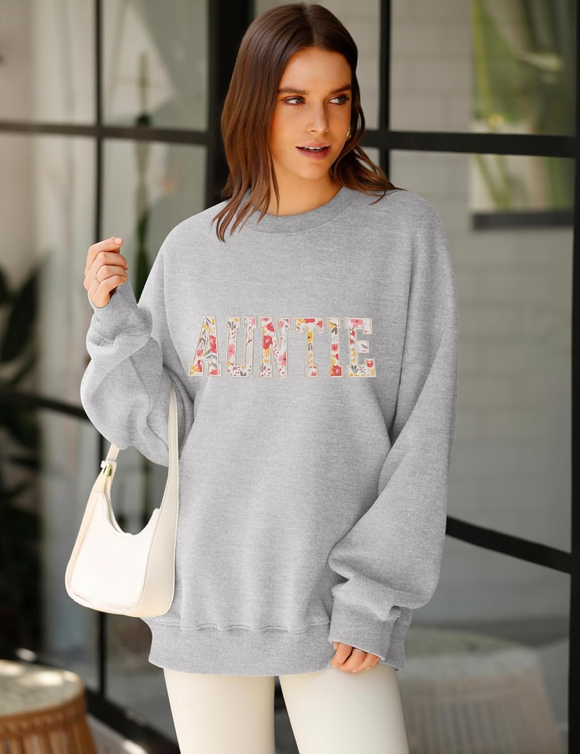 LOMON Oversized Sweatshirt for Women Long Sleeve Crewneck Auntie Grandma Sweatshirts Pullover Sweater Graphic Fleece Tops - Image 2