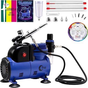 OPHIR Airbrush Starter Kit with Compressor & Dual-Action Airbrush