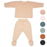 Micu Micu Primera Puesta Bebé Recién Nacido, Conjunto Primera Puesta Bebé, Ropa Bebé Recién Nacido, 100% Algodón Orgánico, Sin Costuras, 2 Piezas