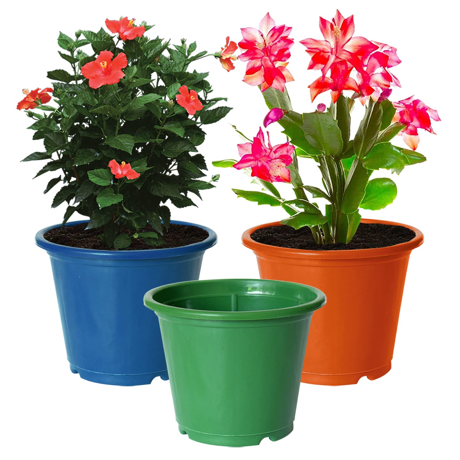 Kuber Industries Durable Plastic Flower Pot|Gamla for Indoor Home Decor & Outdoor Balcony,Garden,6"x5",Pack of 3 (Blue,Orange,Green) (B0B68T92LY) Amazon Price History, Amazon Price Tracker