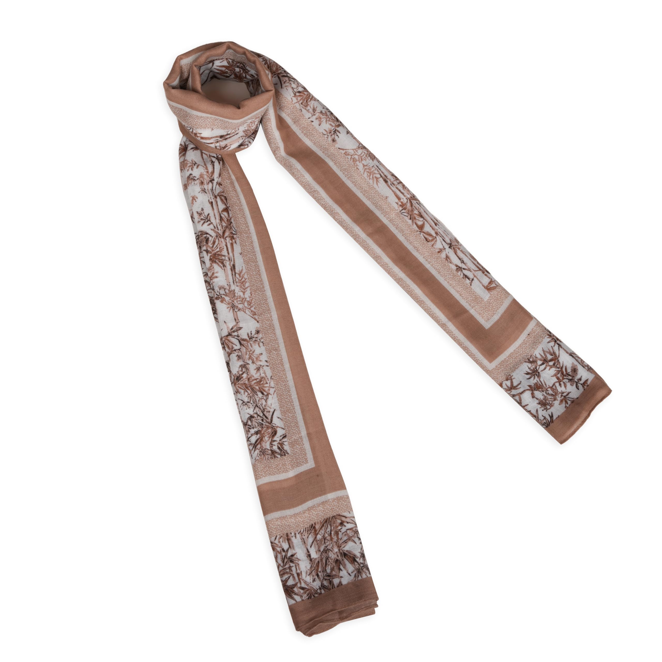 moru Kyoto Nature Line Women’s Bamboo Print Scarf | Soft Lightweight Beige & Ivory Japanese Inspired Stole | Elegant Minimalist Fashion Wrap for All Seasons-picture-45
