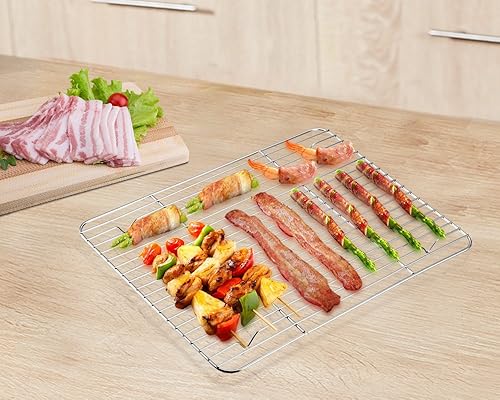 Miniatura 6 de PP CHEF Paquete de 2 estantes de refrigeración pequeños estantes de cocina de acero inoxidable para enfriar hornear asar y secar rectangulares de 97