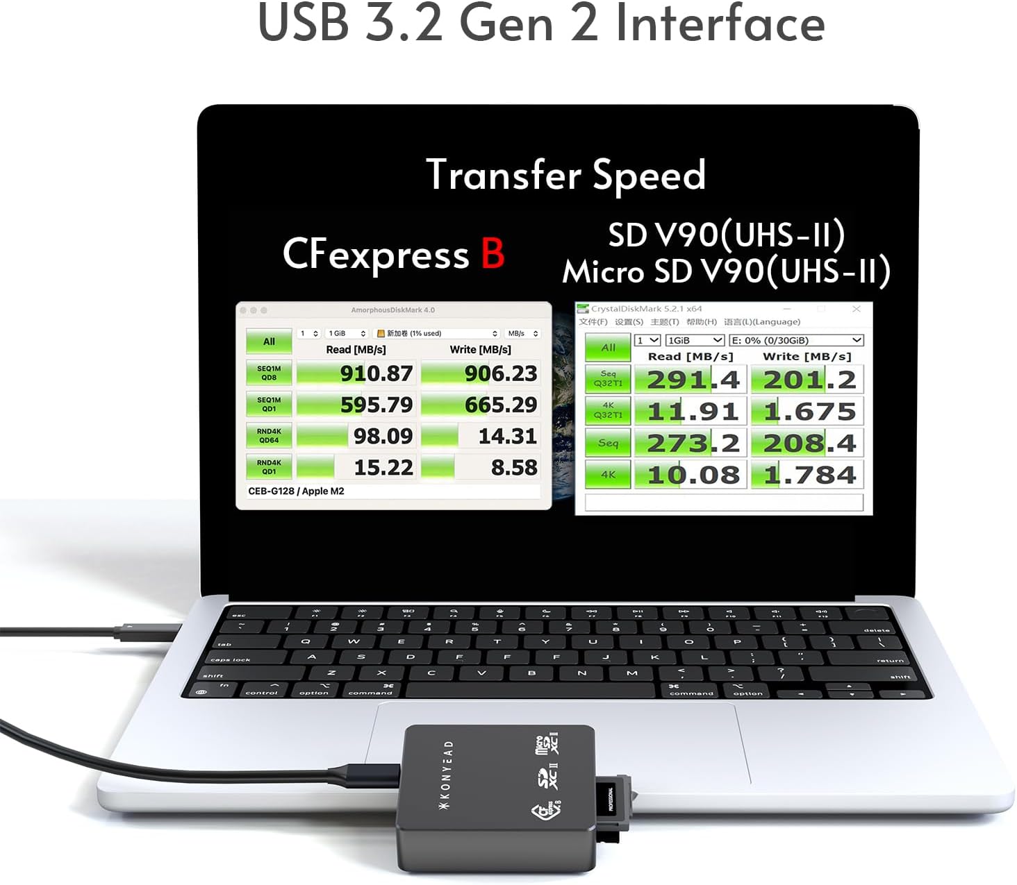 CFexpress Type B & SD & Micro SD 3-in-1 Card Reader, Built-in Silent Fan, Active Cooling,USB 3.2 10Gbps,UHS-II,Aluminum Case,Designed for iPhone/iPad OTG Adapter,for iOS/Windows/Mac OS/Android(9336B)