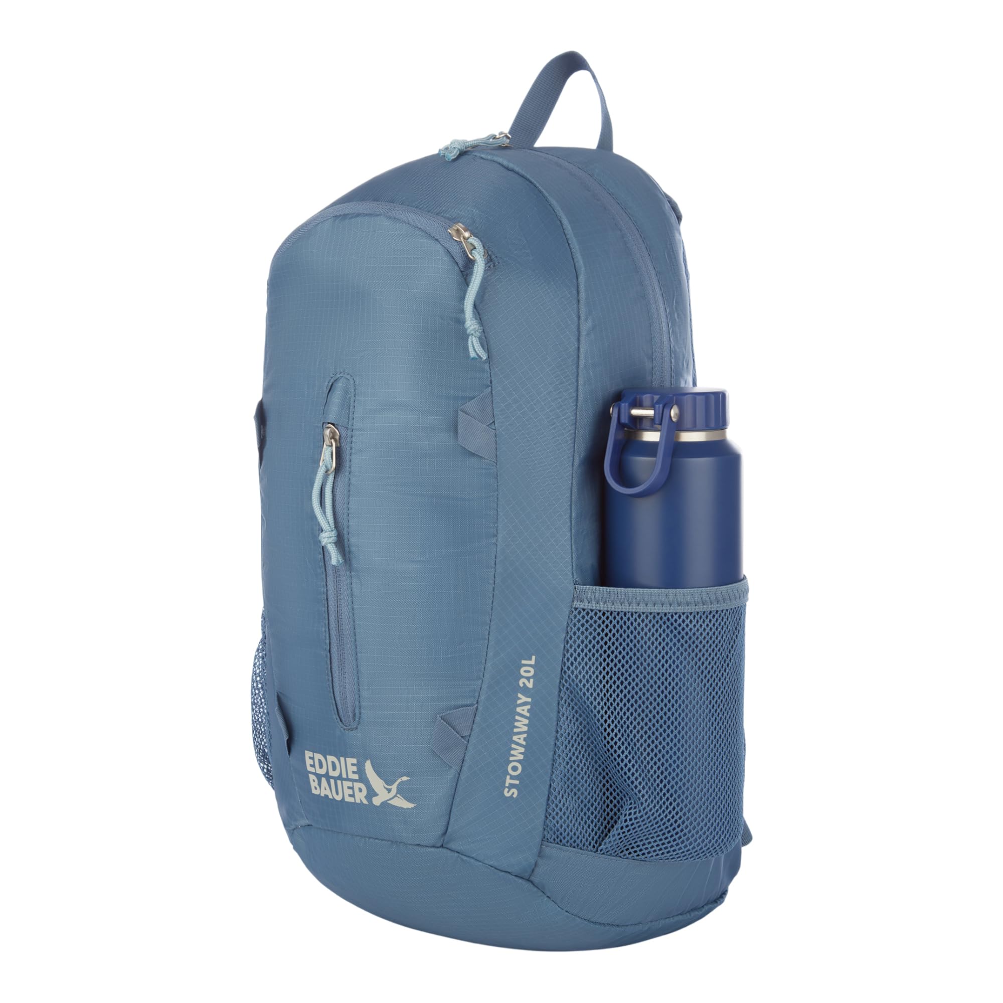 Eddie Bauer Zaino ripiegabile Stowaway | Viaggio | Outdoor | Leggero | Pieghevole | Durevole | Poliestere Ripstop, Piastrella Blu, 20L, Stowaway - Zaino ripiegabile, realizzato in poliestere Ripstop