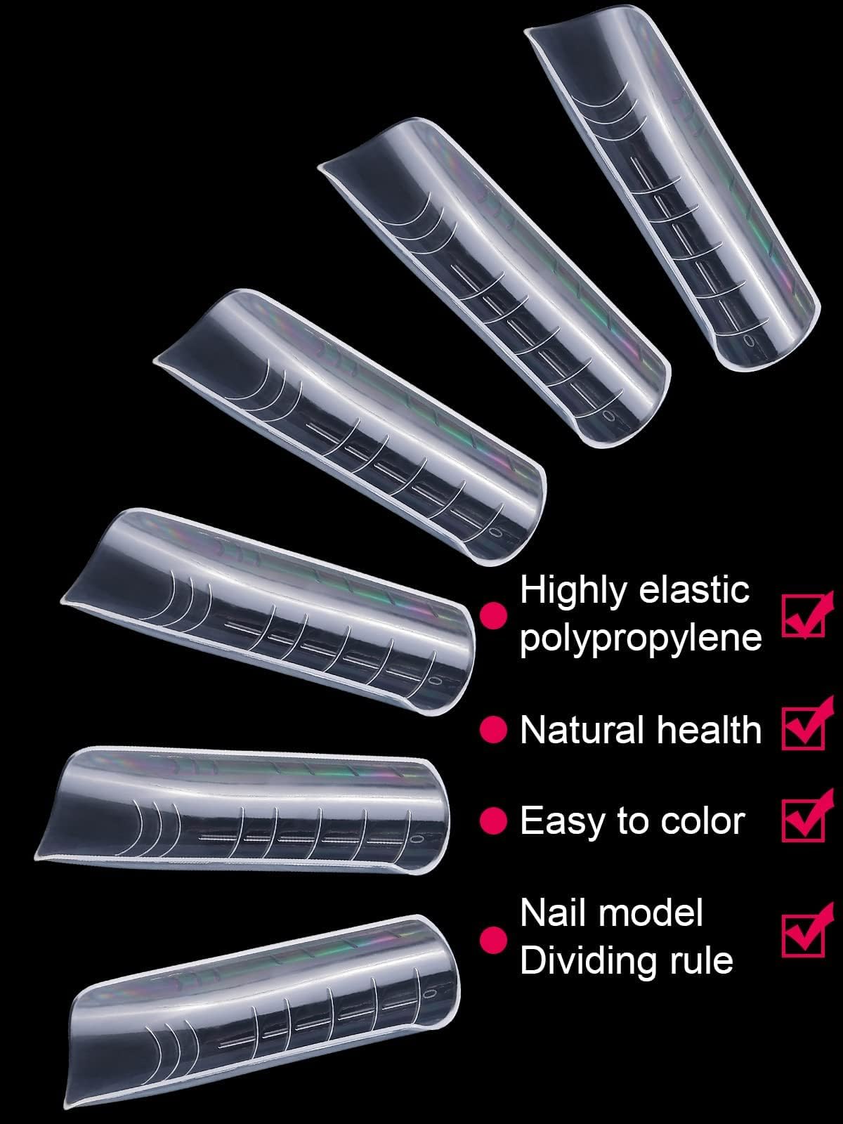 EBANKU Faux Ongles Capsule Ongles Acrylique,120PCS Unghie copertura completa Punte per Unghie in Acrilico Strumenti per l'estensione delle Unghie Forme per Unghie per Nail Aart, con Scala Graduata
