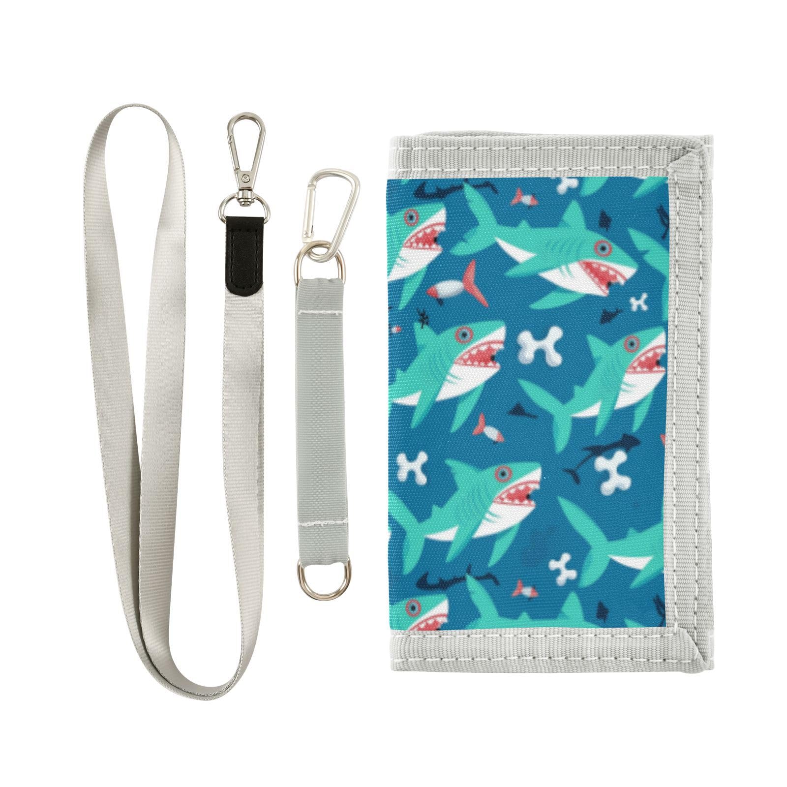 Wusikd Sharks Bones Kids Wallet for Boys Girls Cartoon Toddler Trifold Wallet Novelty Wallet for Teens Women Men