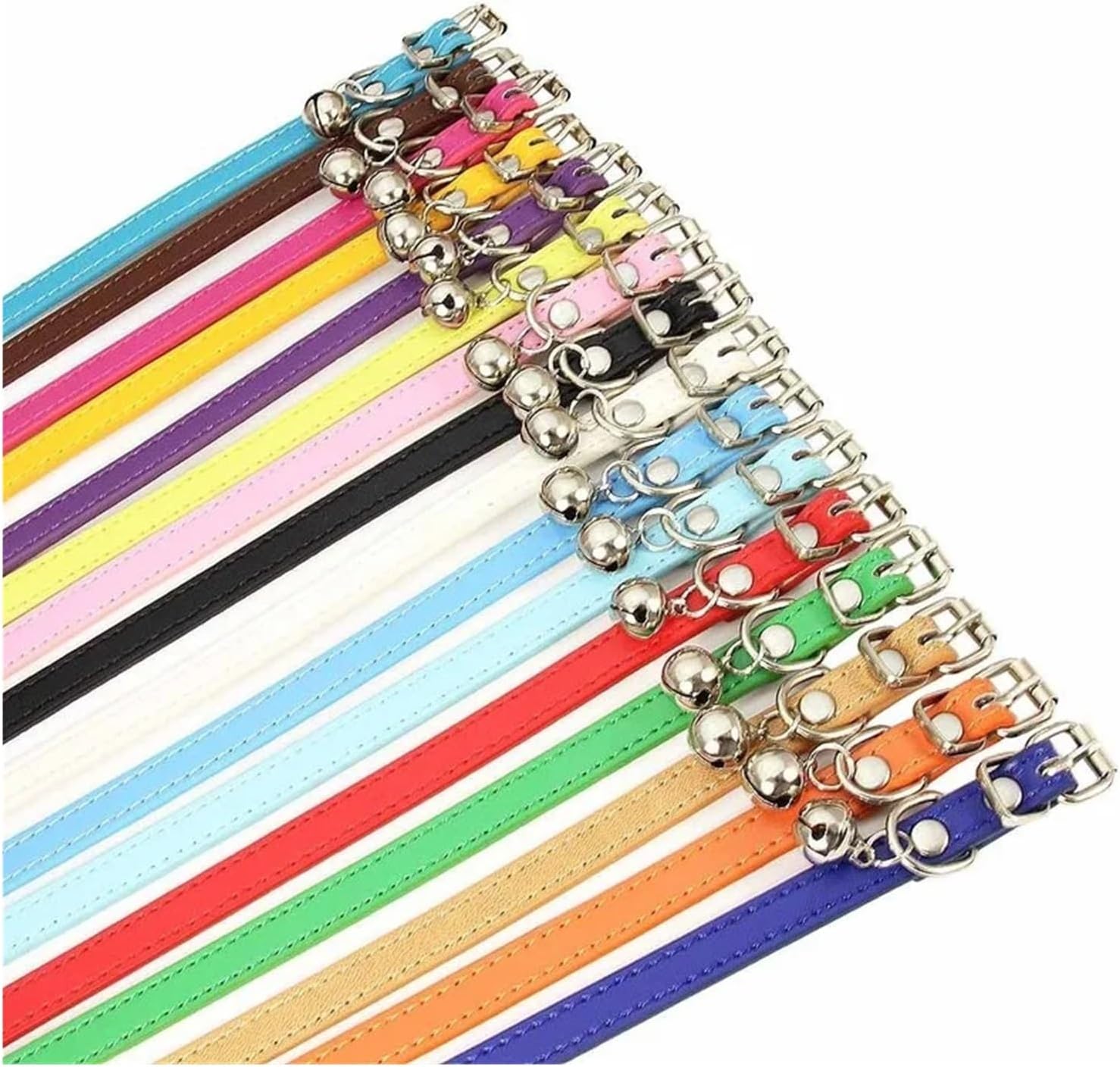 Kitten Collar with Bell 15 Pcs Dog Collar Pu Leather Leash Pet Supplies Cat with Bells Chihuahua(Yellow2)