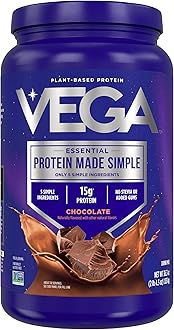 Vega Protein Made Simple - 15g Plant-Based Pea Protein, Chocolate, 39 Servings, Stevia Free, No Artificial Sweeteners or Gums, Non-GMO, Gluten Free, Dairy Free, 2.3lbs (Packaging May Vary)
