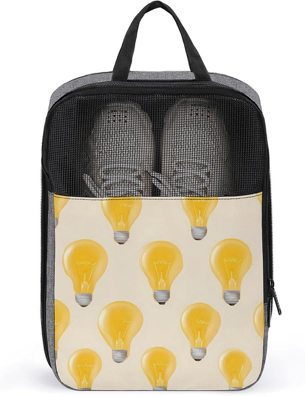 Yellow Light Bulbs Large Shoe Bags for Packing with Clear Window Storage Bag for Men Women Travel
