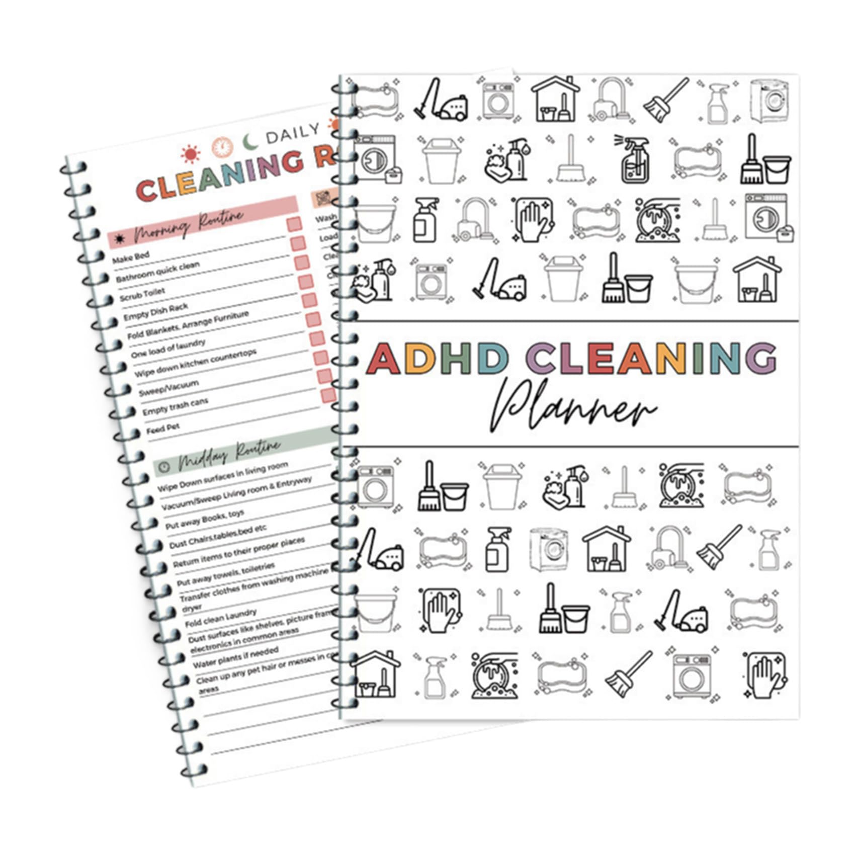 Xiciki ADHD Cleaning Planner, Daily Weekly Monthly Household Cleaning Planner, Cleaning Schedule and Checklist Organizer, Clear Planning to Prevent Procrastination DIY Home Improvement