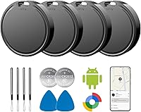 Vodyfu AirTags for Android 4-Pack: Google Find Hub Trackers, 2-Year Battery, IP65 Waterproof for Keys, Wallets, Luggage