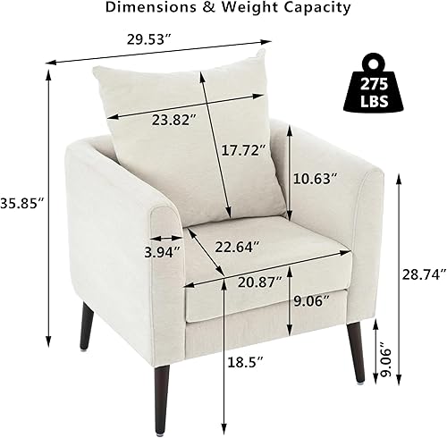 Miniatura 2 de Setawix Silla decorativa de barril, sillón tapizado de chenilla, silla redonda moderna de mediados de siglo, cómoda silla con brazo de barril de