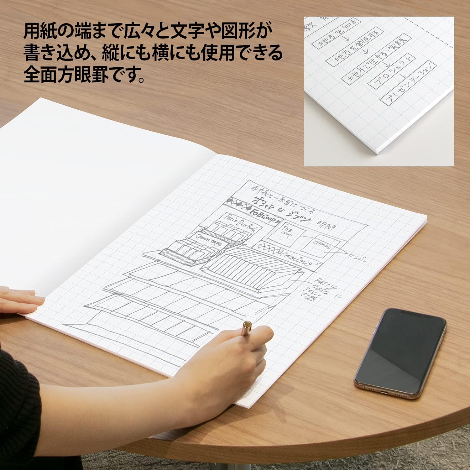 Okina PPA30S Grid Paper, Project Paper, A3, 0.4 inch (10 mm) Grid Ruled, 50 Sheets