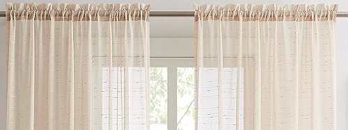 Miniatura 4 de WARM HOME DESIGNS Bufanda de lino de lujo para ventana con patrón de rayas punteadas. 54 pulgadas de ancho x 216 pulgadas de largo, bufandas para