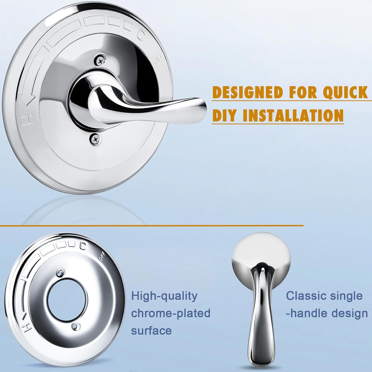 Replacement for Delta Classic 13/14 Series Single-Function Shower Trim Kit, T13020 Chrome Shower Handle Fit for Delta Shower Valve R10000 Series, Included RP46074 Cartridge