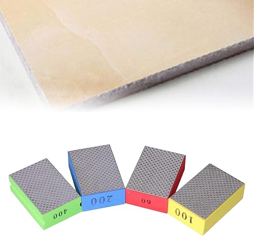 Miniatura 7 de Almohadillas de pulido a mano de diamante, 4 almohadillas de pulido a mano de diamante para recorte de piedra de azulejos, desbarbado 60# 100# 200#