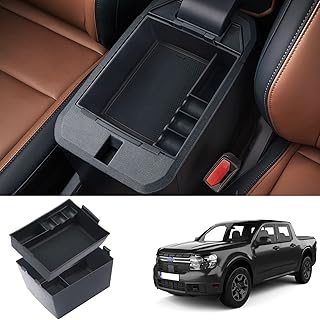 Coleya 2022 2023 Maverick Center Console Organizer for Ford Maverick Armrest Box 2022 Maverick Console Armrest Tray 2022 2023 Maverick Insert Storage Box, Maverick Double Armrest Tray (Black Mats)