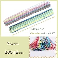 Vista 2 de 200 piezas de limpiadores de tuberías gruesos para manualidades, suministros de tallos de chenilla, color pastel, macarrón, caramelo, limpiador